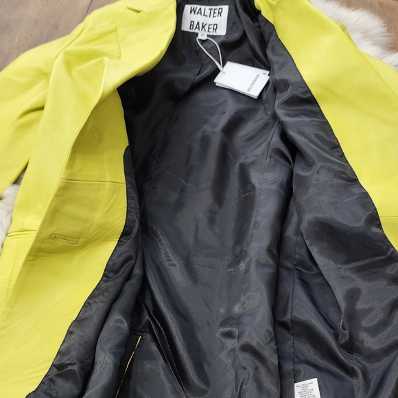 NWT Walter Baker Oversized Lambskin Lime Green Kira Button Up Blazer Sz XS - Picture 10 of 15